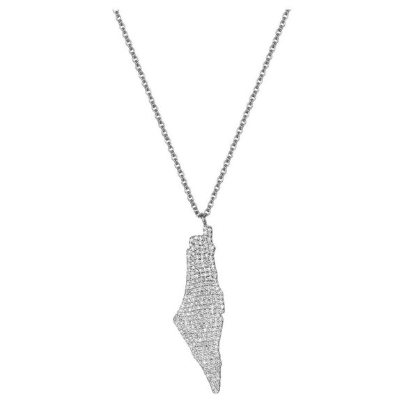 Pavé Israel Map Diamond Necklace - Picture 6 of 6